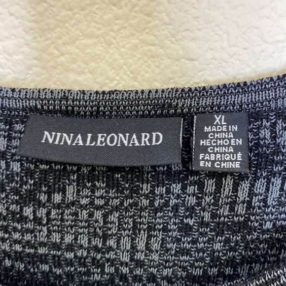 Nina Leonard Black & Grey Pleated Scoop Neck Sweater Dress XL NWT - Picture 8 of 13